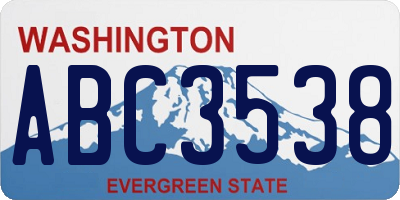 WA license plate ABC3538