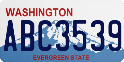 WA license plate ABC3539