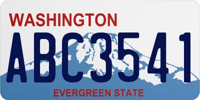 WA license plate ABC3541