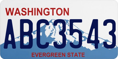 WA license plate ABC3543