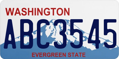 WA license plate ABC3545