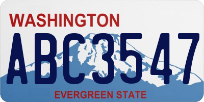 WA license plate ABC3547