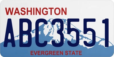 WA license plate ABC3551