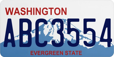 WA license plate ABC3554