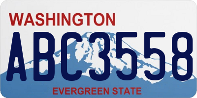 WA license plate ABC3558