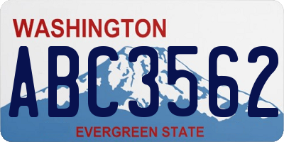 WA license plate ABC3562