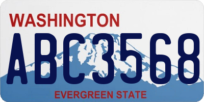 WA license plate ABC3568
