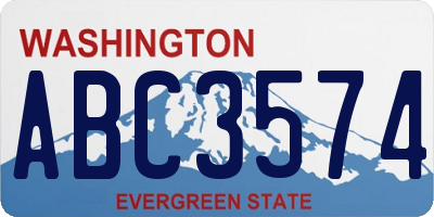 WA license plate ABC3574