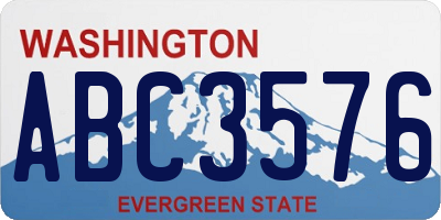 WA license plate ABC3576