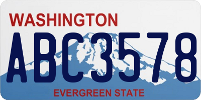 WA license plate ABC3578