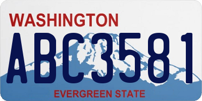 WA license plate ABC3581