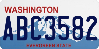 WA license plate ABC3582