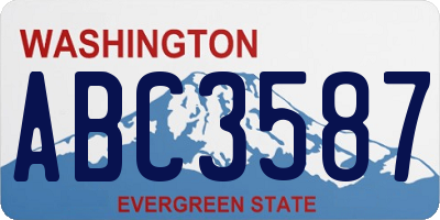 WA license plate ABC3587