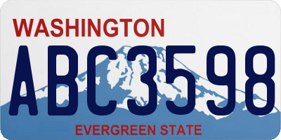 WA license plate ABC3598