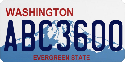 WA license plate ABC3600