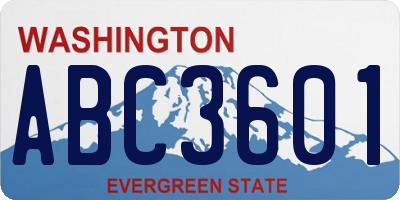 WA license plate ABC3601