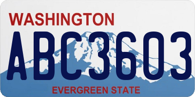 WA license plate ABC3603