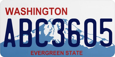 WA license plate ABC3605