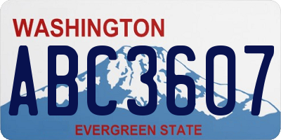 WA license plate ABC3607