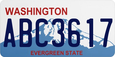 WA license plate ABC3617