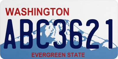 WA license plate ABC3621