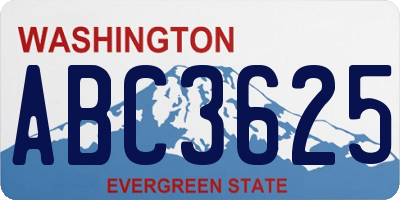 WA license plate ABC3625