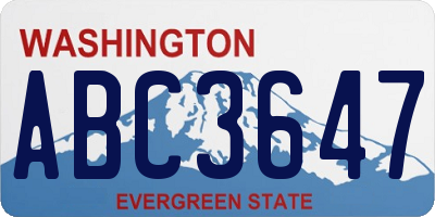 WA license plate ABC3647