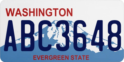 WA license plate ABC3648