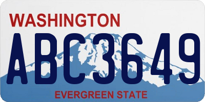 WA license plate ABC3649