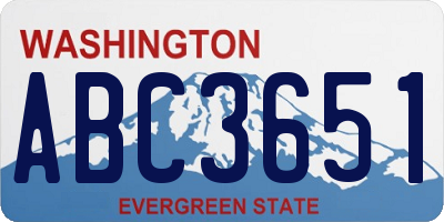 WA license plate ABC3651