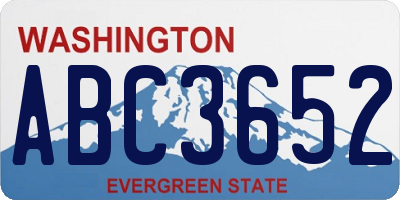 WA license plate ABC3652