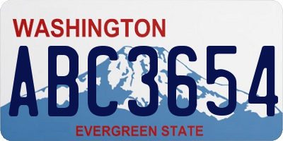 WA license plate ABC3654