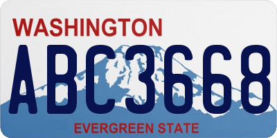 WA license plate ABC3668