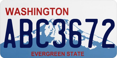 WA license plate ABC3672