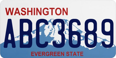 WA license plate ABC3689