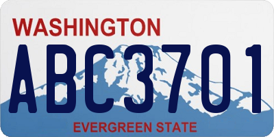WA license plate ABC3701