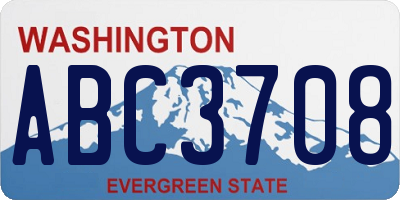 WA license plate ABC3708