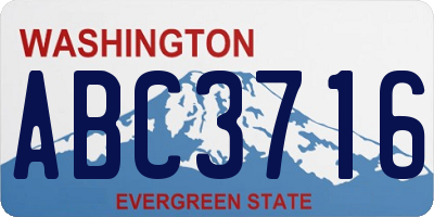 WA license plate ABC3716
