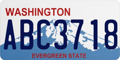 WA license plate ABC3718