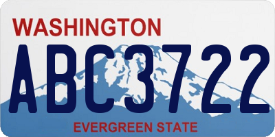 WA license plate ABC3722