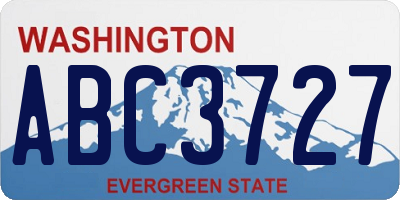 WA license plate ABC3727