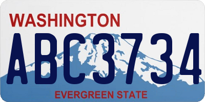 WA license plate ABC3734