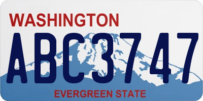 WA license plate ABC3747