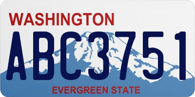WA license plate ABC3751