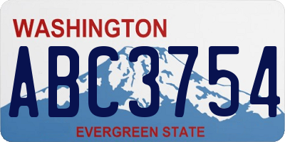 WA license plate ABC3754