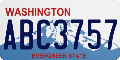 WA license plate ABC3757