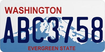 WA license plate ABC3758