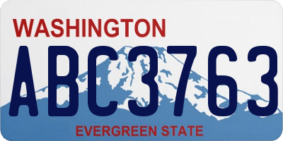 WA license plate ABC3763