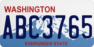 WA license plate ABC3765
