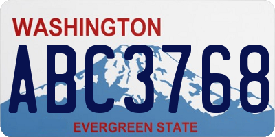 WA license plate ABC3768